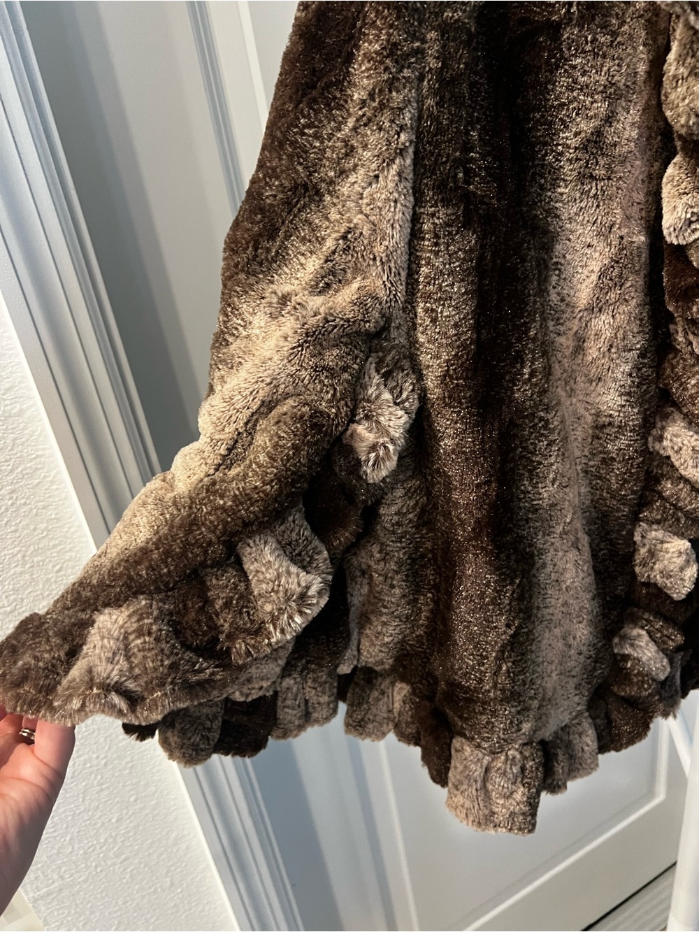 Brown Faux Fur Ruffle Jacket - Picture 5 of 7